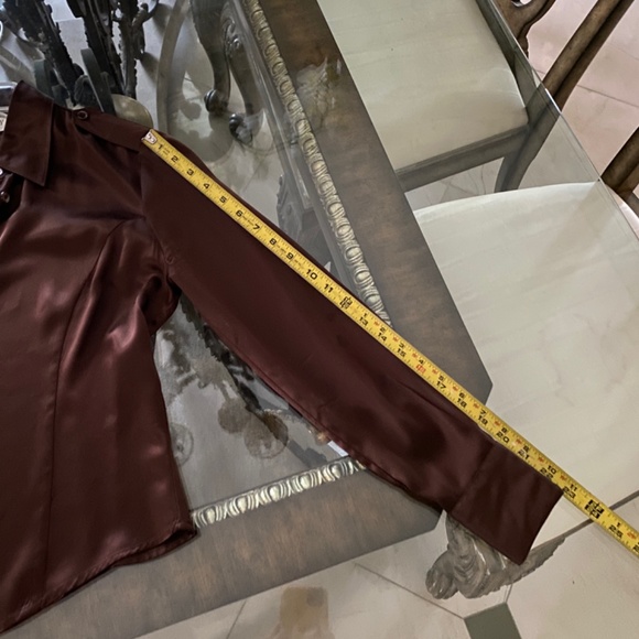 Laundry by Shelli Segal Chocolate Brown Silk Blouse Sz Sm/Med - Picture 7 of 13